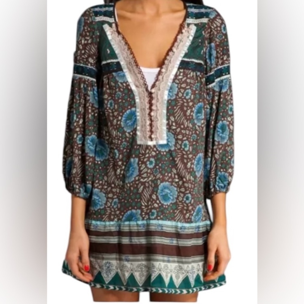 Free People Sweet Poland Tunic Dress Multi color Floral Size Medium
